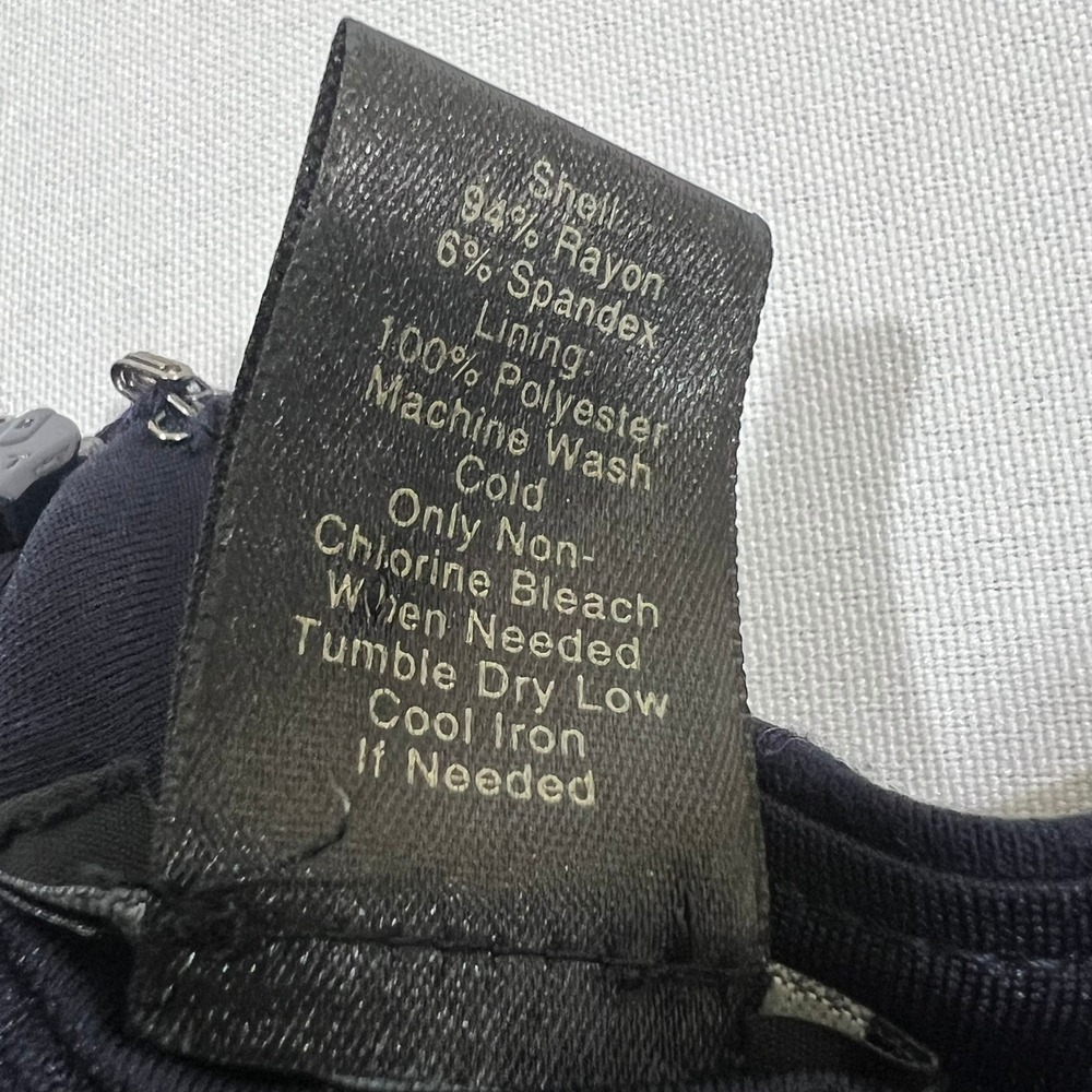 Ann Taylor Dress 14 Navy Blue Pink Polka Dot Faux Wrap Sheath Lined Career Work - Picture 12 of 12